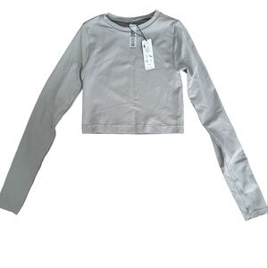Garage Gray Long Sleeve Crop Top